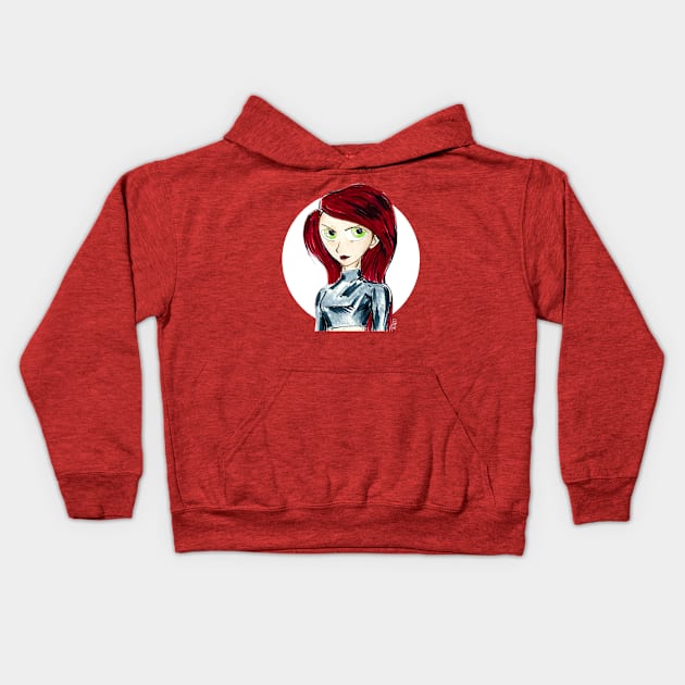 kim the red head spy Kids Hoodie by jorge_lebeau